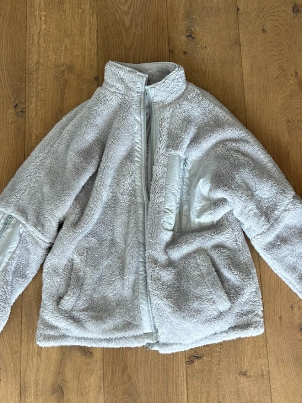 BTFFBM Gray Sherpa Fleece Full Zip Jacket Size Small